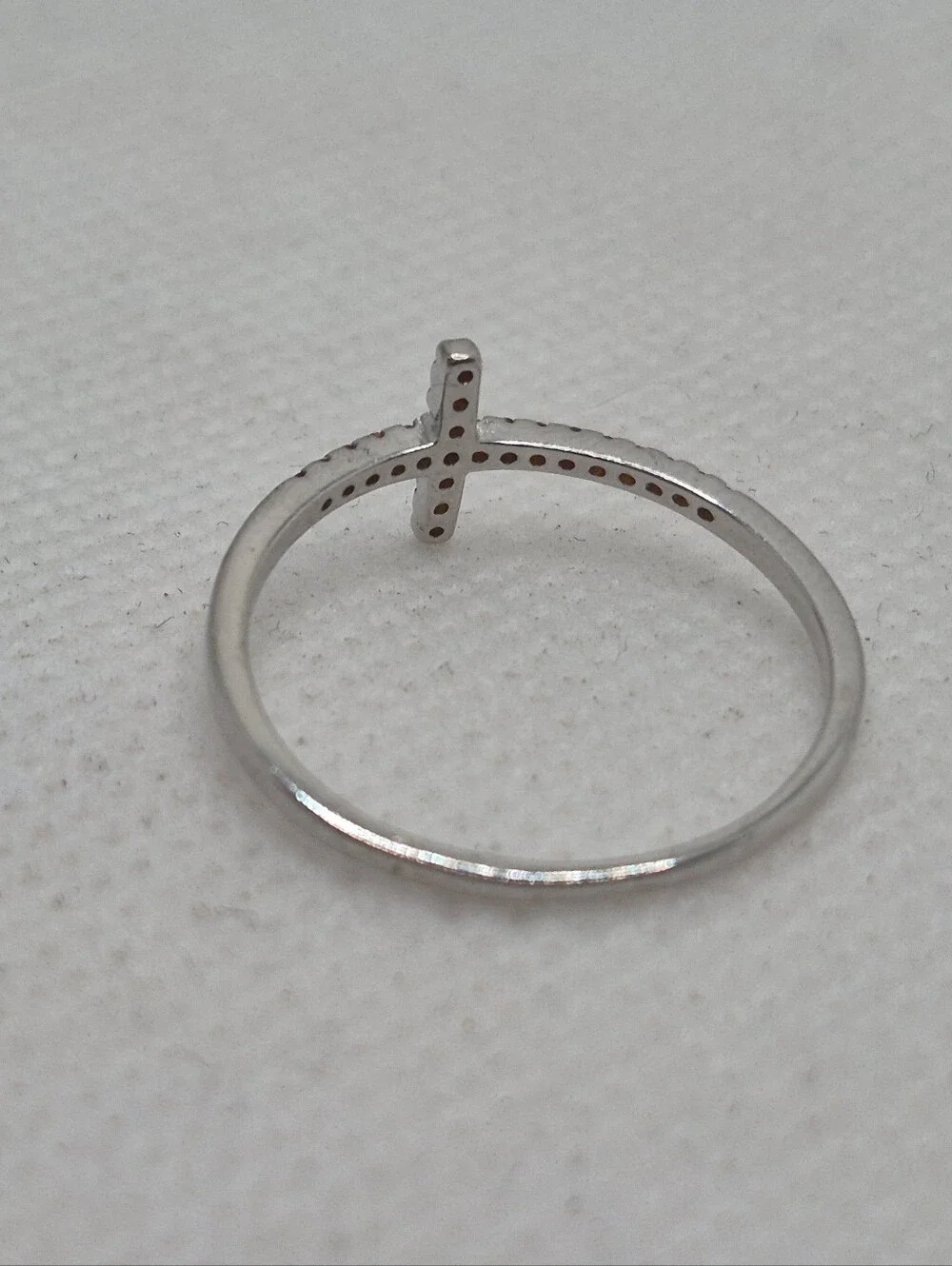 .925 Sterling Silver Elegant Women's Orange Cross Design Ring, Jewelry